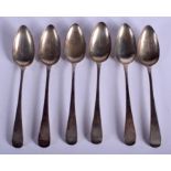 SIX GEORGE III SILVER SPOONS. London 1800. 85 grams. (6)