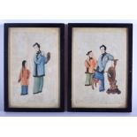 A PAIR OF 19TH CENTURY CHINESE PITH PAPER WATERCOLOURS Qing. Image 11 cm x 14 cm.