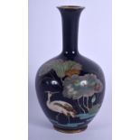 A MINIATURE 19TH CENTURY JAPANESE MEIJI PERIOD CLOISONNÉ ENAMEL VASE decorated with a bird amongst f