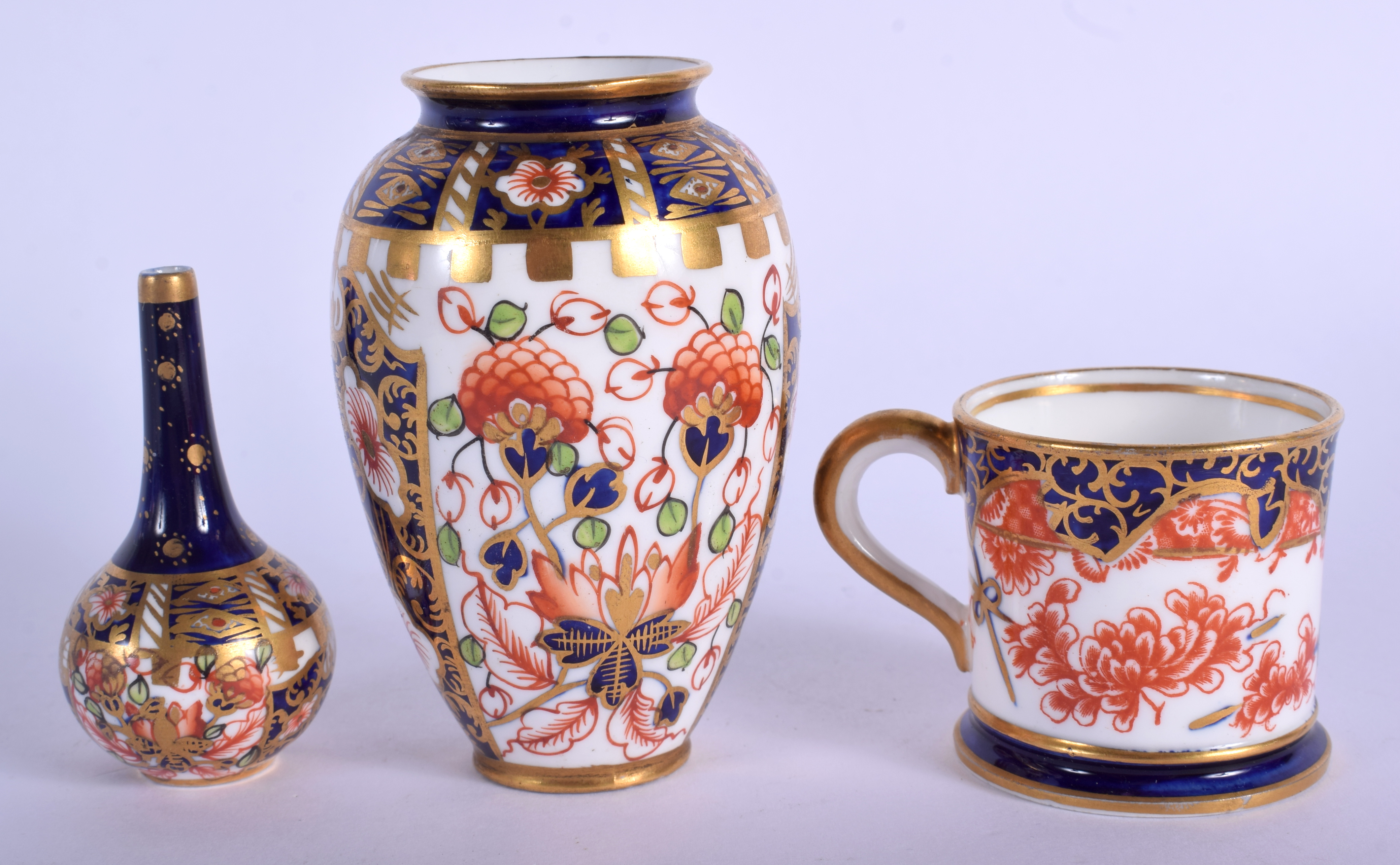 Royal Crown Derby imari pattern 6299 small vase, a bottle vase in the same pattern and a 26469 minia - Image 2 of 3