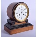 A MID VICTORIAN EBONISED WALNUT MANTEL CLOCK Payne & Co London, Bond Street. 23 cm x 25 cm.