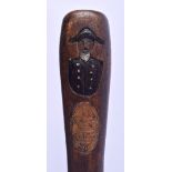 AN ANTIQUE CARVED WOOD MARITIME FOLK ART WALKING CANE. 83 cm long.