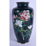 AN EARLY 20TH CENTURY JAPANESE TAISHO PERIOD SATO CLOISONNÉ VASE decorated with flowers. 23 cm high.