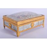 AN UNUSUAL ANTIQUE PALAIS ROYALE CRYSTAL BOX decorated with foliage. 11 cm x 7 cm.