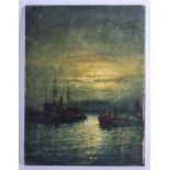English School (19th Century) Oil on board, Moonlit coastal view. 15 cm x 19 cm.