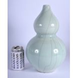 A CHINESE CELADON DOUBLE GOURD PORCELAIN VASE 20th Century, with spiralised crazing to body. 33 cm x