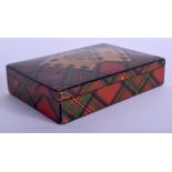 A 19TH CENTURY SCOTTISH TARTAN WARE GAMING BOX. 10 cm x 7 cm.