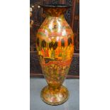 A VERY LARGE PERSIAN QAJAR BLACK LACQUERED VASE painted with figures in various pursuits. 100 cm x 3