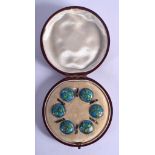 A SET OF ART NOUVEAU SILVER AND ENAMEL BUTTONS. 12 grams. (qty)