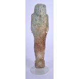 AN EARLY EGYPTIAN FAIENCE USHABTI PALE BLUE FAIENCE FIGURE Late Period, probably 26th dynasty. 14 cm