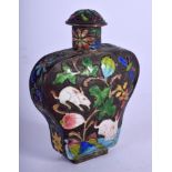 AN EARLY 20TH CENTURY CHINESE WHITE METAL AND ENAMEL SNUFF BOTTLE painted with rabbits. 34 grams. 7