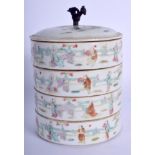 AN EARLY 20TH CENTURY CHINESE FAMILLE ROSE STACKING BOX AND COVER Guangxu, painted with figures with