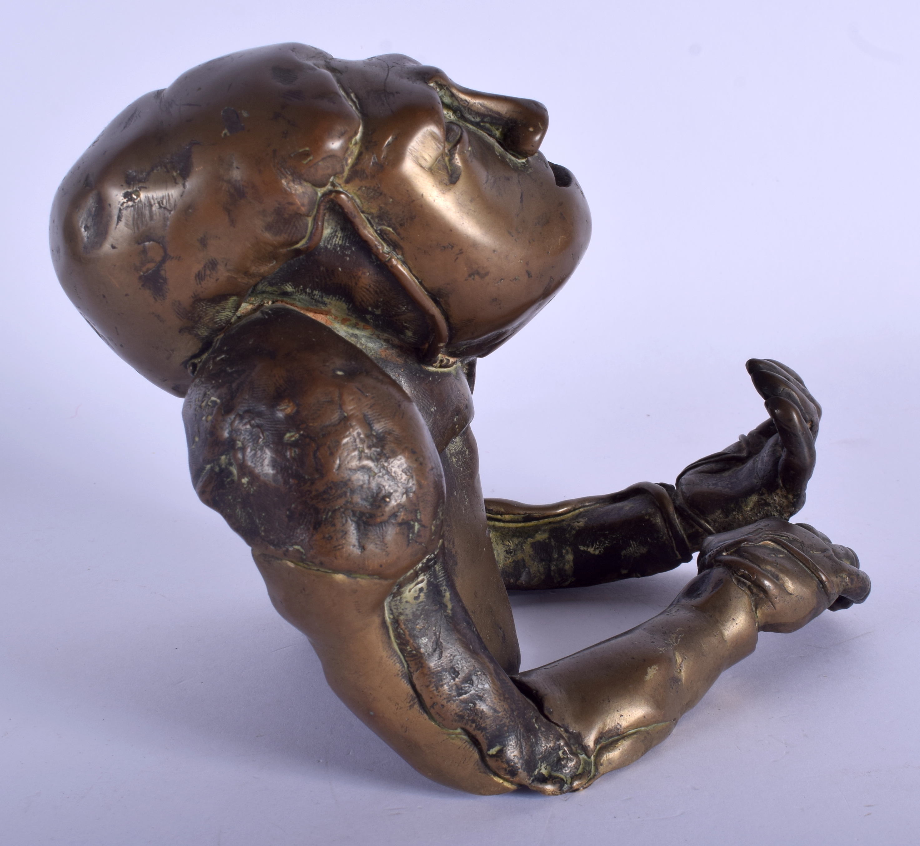 A 1990S EUROPEAN BRONZE FIGURE OF AN ABSTRACT MALE by Bruno Quitellier. 16 cm x 11 cm. - Image 3 of 5