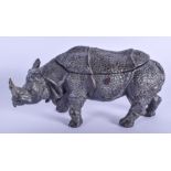A LARGE CONTEMPORARY COLD PAINTED BRONZE RHINOCEROS INKWELL. 19 cm x 11 cm.