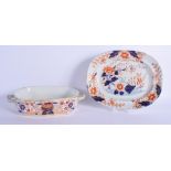 AN EARLY 19TH CENTURY ENGLISH IMARI TWIN HANDLED TUREEN Coalport or Derby, together with a Davenport