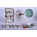 A 19TH CENTURY CHINESE FAMILLE ROSE PORCELAIN TRAY Qing, together with other assorted porcelain. Lar