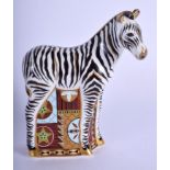 Royal Crown Derby paperweight of a Zebra Baby, gold stopper. 13 cm high.