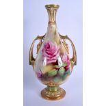 Royal Worcester Hadley shaped vase painted by W. Jarman, signed shape 229H date code 1908. 26.5cm hi