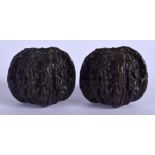 A PAIR OF CHINESE BRONZE WALNUTS 20th Century. 3 cm x 3 cm.