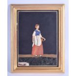 A 19TH CENTURY ITALIAN PIETRA DURA INLAID STONE PANEL depicting a female. Panel 13 cm x 15 cm.