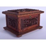 AN EARLY 20TH CENTURY CHINESE CARVED BOXWOOD CASKET Qing/Republic. 18 cm x 10 cm.