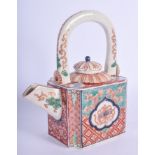AN 18TH CENTURY JAPANESE EDO PERIOD SATSUMA TEAPOT AND COVER painted with flowers and scrolling. 13