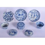 TWO 18TH CENTURY CHINESE SHIPWRECK TEA BOWLS AND SAUCERS together with other saucers. (8)