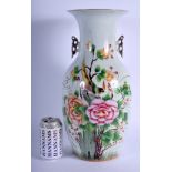 A LARGE REPUBLICAN PERIOD FAMILLE ROSE TWIN HANDLED PORCELAIN VASE painted with birds and foliage. 4