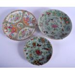 THREE 19TH CENTURY CHINESE CANTON FAMILLE ROSE DISHES Late Qing. Largest 25 cm diameter. (3)