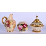 Royal Worcester highly gilded pierced pot pourri and cover, date code for 1929, a Royal Worcester wr