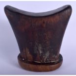 A LOVELY EARLY 20TH CENTURY ETHIOPIAN SIDAMO TRIBAL CARVED WOOD HEAD REST of good colour. 15 cm x 14