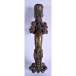A VERY UNUSUAL 19TH CENTURY INDIAN TIBETAN EROTIC DOOR HANDLE modelled as a Buddhistic figure. 27 cm