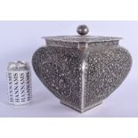 A LARGE RARE 19TH CENTURY CHINESE TIBETAN SILVER POT POURRI AND COVER wonderfully decorated with flo