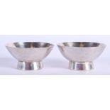 A PAIR OF 1960S SILVER CANDLE HOLDERS. Birmingham 1961. 95 grams. 5.5 cm wide.