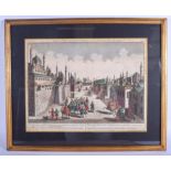 Georg Balthasar Probst (1732-1801) Coloured Engravings, Turkish scenes. Image 42 cm x 32 cm. (3)