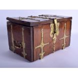 A LOVELY EARLY 18TH CENTURY CONTINENTAL WALNUT FRUITWOOD BOX with period bronze mounts and fitted in