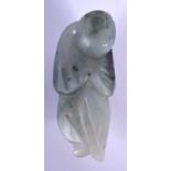 AN EARLY 20TH CENTURY CHINESE CARVED JADEITE BOY Late Qing. 5.5 cm x 2 cm.