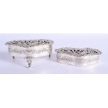 TWO ANTIQUE SILVER DRESSING TABLE BOXES. 291 grams. Largest 11 cm x 9 cm. (2)