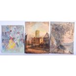 Louis Moreau (20th Century) Pastel, together with others. (4)
