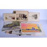 A FOLIO OF WATERCOLOURS together with assorted drawings. (qty)