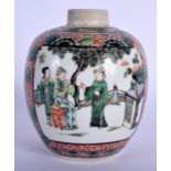 A 19TH CENTURY CHINESE FAMILLE VERTE PORCELAIN GINGER JAR Guangxu, Kangxi style. 13 cm x 8 cm.