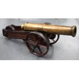 AN ANTIQUE BRONZE CANNON. 84 cm x 36 cm, barrel 59 cm, barrel bore 4.5 cm.