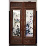 A LARGE PAIR OF CHINESE PORCELAIN PANELS 20th Century. Porcelain 70 cm x 20 cm.