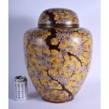 A VERY LARGE 19TH CENTURY JAPANESE MEIJI PERIOD CLOISONNÉ ENAMEL GINGER JAR AND COVER decorated with