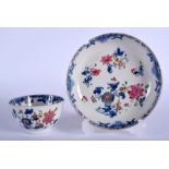 AN 18TH CENTURY CHINESE EXPORT FAMILLE ROSE TEA BOWL AND SAUCER Qianlong. (2)