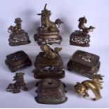 ASSORTED 19TH CENTURY CHINESE BRONZE CENSER COVERS AND STANDS Qing, in various forms and sizes. Larg