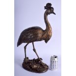 A LARGE 19TH CENTURY COLD PAINTED EUROPEAN BRONZE FIGURE OF A BIRD Probably Austrian and a Crowned C