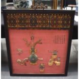 A LARGE EARLY 20TH CENTURY CHINESE HONGMU LACQUERED CLOISONNÉ PANEL Late Qing, decorated with callig