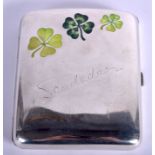 A RARE 19TH CENTURY ENGLISH SHAMROCK ENAMELLED SILVER CIGARETTE CASE. London 1898. 9.8 grams. 6 cm x