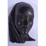 A LOVELY ART DECO AUSTRIAN VIENNA HAGENAUER BRONZE BUST OF A FEMALE elegantly modelled as a semi por